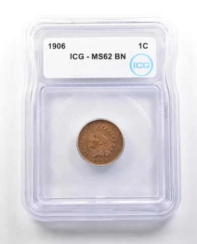 1906 Indian Head Cent MS62 BN ICG *1423