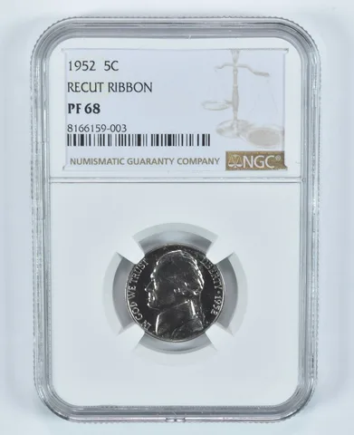 1952 Jefferson Nickel Recut Ribbon PF68 NGC *9071