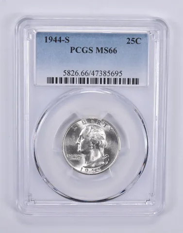 1944-S Washington Quarter 25c MS66 PCGS Blue Label