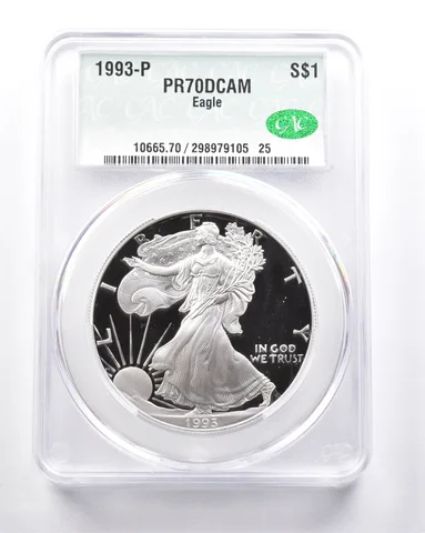 PR70 DCAM 1993-P American Silver Eagle CAC CACG *6270