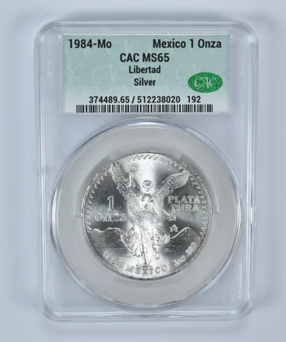 1984 Mo Mexico 1 Onza Silver Libertad MS65 CAC CACg