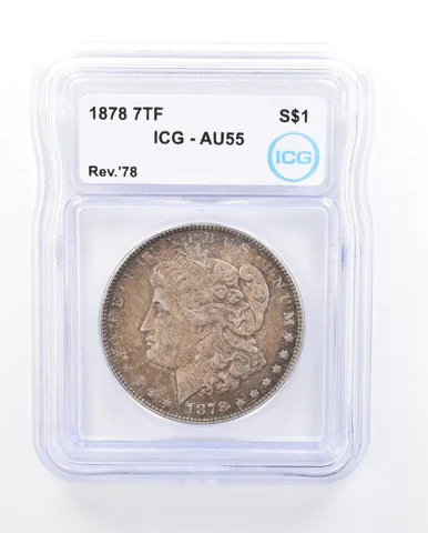 1878 7TF Morgan Silver Dollar AU55 ICG Beautiful Tone *5102