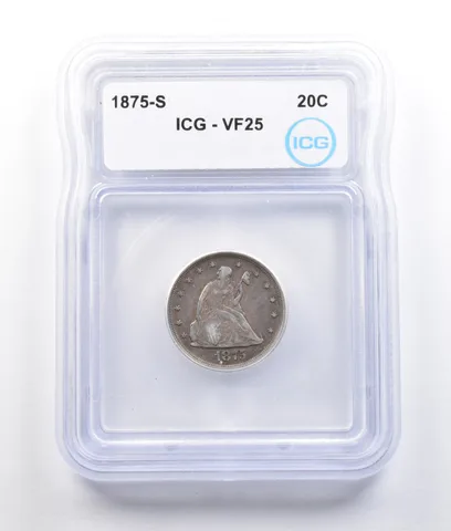 1875-S Seated Liberty Twenty Cents VF25 ICG *2725