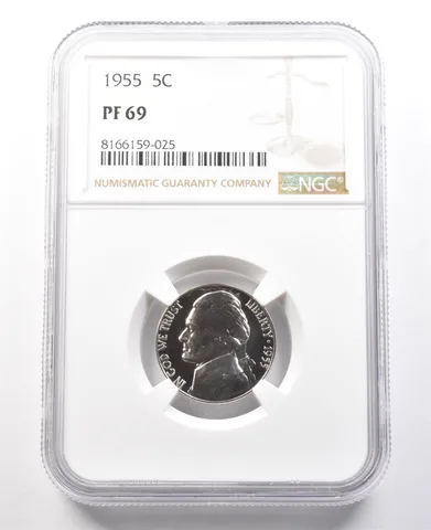 1955 Jefferson Nickel PF69 NGC PQ Cameo Contrast *8039