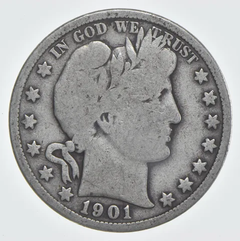 1901-O Barber Half Dollar 90% Silver VG Condition
