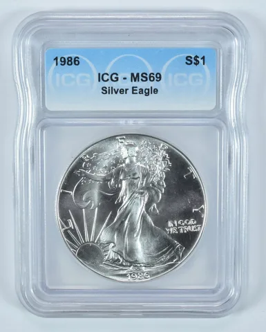 1986 American Silver Eagle MS69 ICG