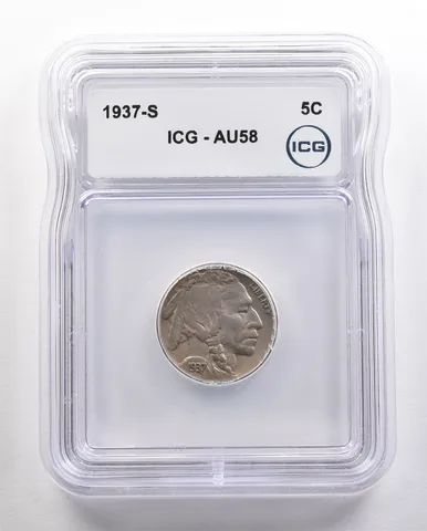 1937-S Indian Head Buffalo Nickel AU58 ICG *4435