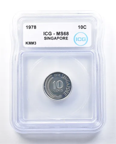 1978 Singapore 10 Cent KM#3 MS68 ICG *9000