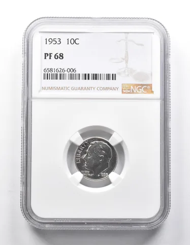 PF68 1953 Roosevelt Dime NGC a9983