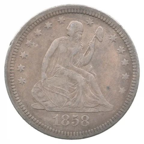1858 Seated Liberty Quarter a8884