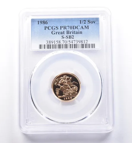 1986 Great Britain Gold 1/2 Sovereign S-SB2 PR70 DCAM PCGS a8617
