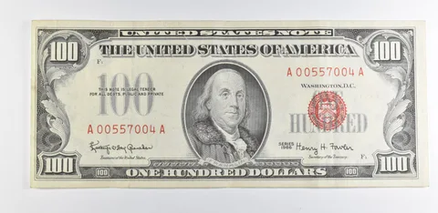 1966 $100 US Legal Tender Note Red Seal a9898