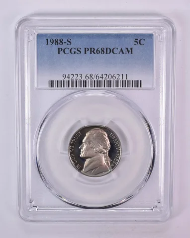 1988-S Jefferson Nickel PR68 DCAM PCGS Blue Label