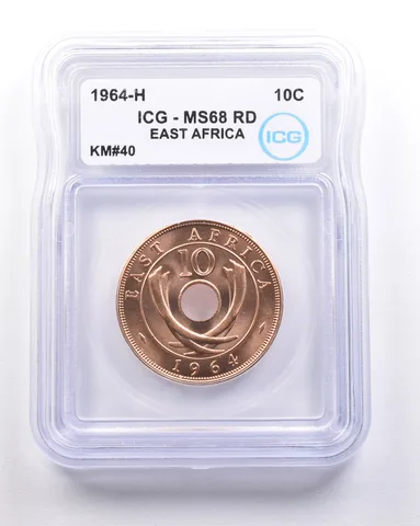 1964 H East Africa 10 Cents KM#40 MS68 RD ICG *4581