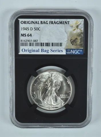 1945-D Walking Liberty Half Dollar Original Bag Fragment MS64 NGC