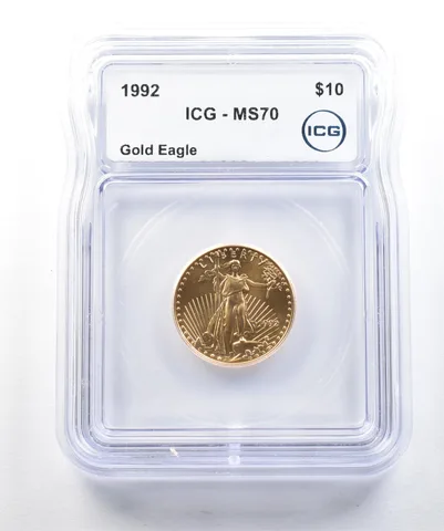 1992 $10 American Gold Eagle 1/4 Oz Gold MS70 ICG