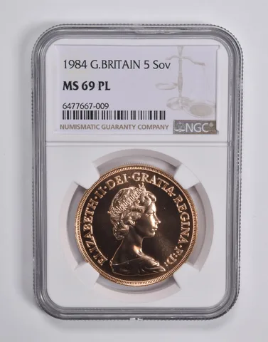 MS69 PL 1984 Great Britain 5 Sovereign NGC *6480