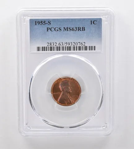 1955-S Lincoln Wheat Cent MS63 RB PCGS Beautiful Tone *2053