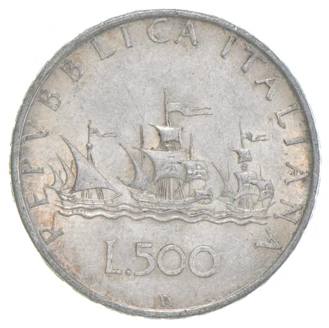 Random Date Christopher Columbus Anniversary Italy 500 Lire Coin Silver