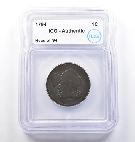 1794 Flowing Hair Large Cent Head Of 94 Authentic ICG *2467