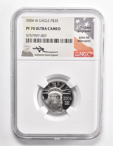 PF70 UCAM 2004-W $25 American Platinum Eagle - Signed - Mercanti NGC a1026