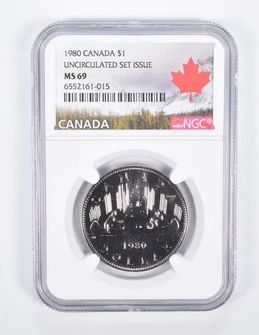 1980 Canada $1 Unc Set Issue MS69 NGC Canada Lbl
