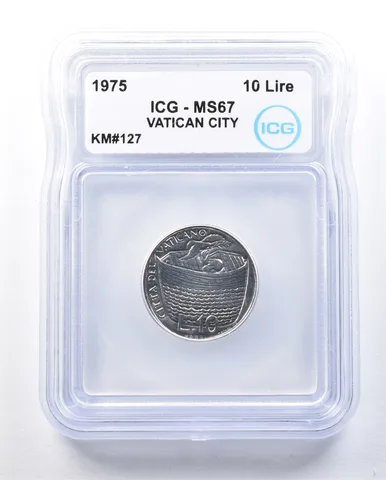 1975 Vatican City 10 Lire KM#127 MS67 ICG *8958
