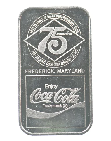 1986 Silver Bar 75th Anniversary Coca-Cola Frederick MD *3626