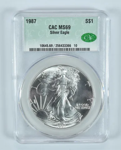 1987 American Silver Eagle MS69 CAC CACg