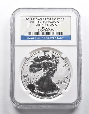 PF70 2011-P American Silver Eagle Reverse PF 25th Anniversary Set NGC a2319
