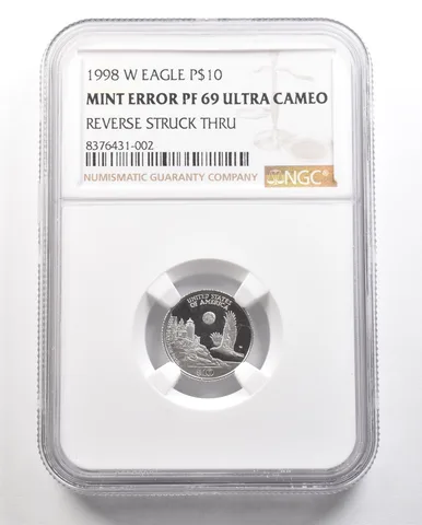 1998-W $10 American Platinum Eagle Mint Error Reverse Struck Thru PF69 NGC *6502