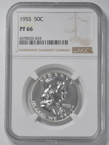 1955 Franklin Half Dollar PF66 NGC Brown Lbl