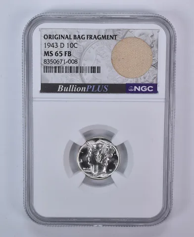 1943-D Mercury Dime Original Bag Fragment MS65 FB NGC