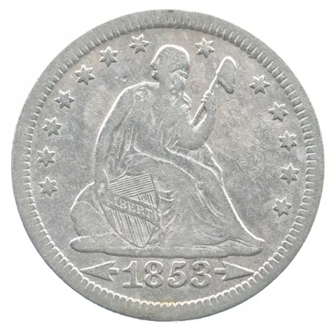 1853 Seated Liberty Quarter Arrows Rays *4788
