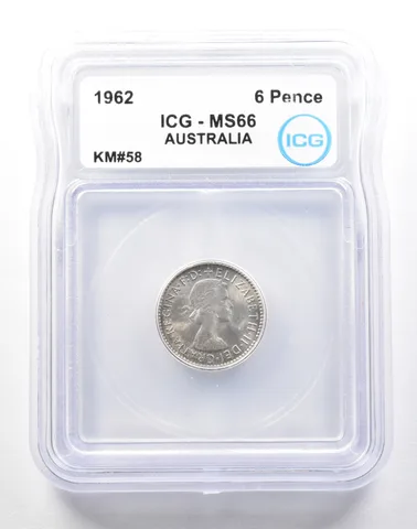 1962 Australia 6 Pence KM#58 MS66 ICG a0510