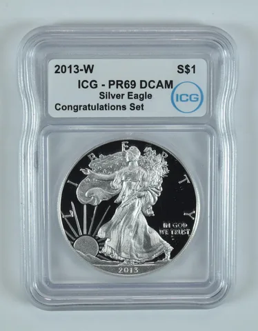 2013-W American Silver Eagle Congratulations Set PR69 DCAM ICG
