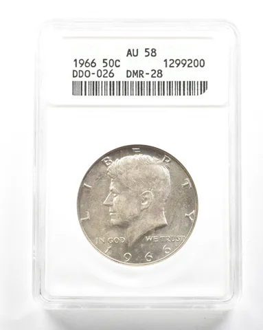 1966 Kennedy Half Dollar DDO-026 DMR-28 AU58 ANACS *2095