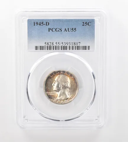 1945-D Washington Quarter AU55 PCGS Beautiful Tone *0952