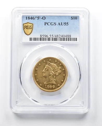 AU55 1846/'5'-O $10 Liberty Head Gold Eagle PCGS 1846-O 1846/5-O *3777