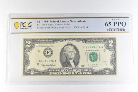 1995 $2 Atlanta GA FRN Fr#1936-F Gem Unc 65 PPQ PCGS *0669