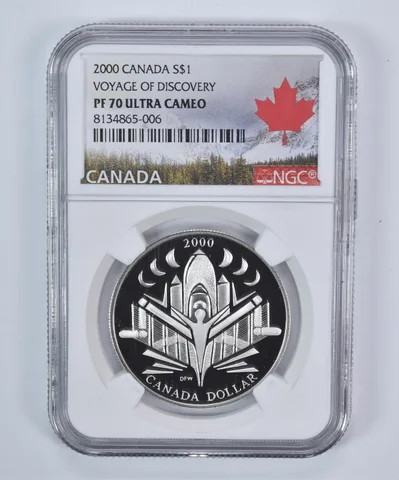 2000 Canada 1 Dollar Silver Voyage Of Discovery PF70 UCAM NGC Canada Label