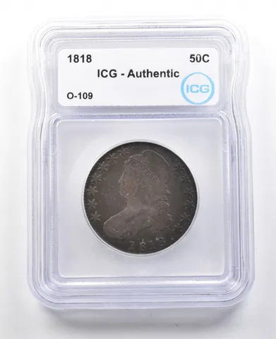 1818 Capped Bust Half Dollar O-109 Authentic ICG a3029