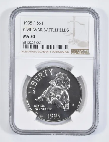 1995-P Civil War Gettysburg Commemorative Silver Dollar MS70 NGC