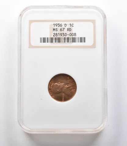 MS67 RD 1936-D Lincoln Wheat Cent NGC a2779