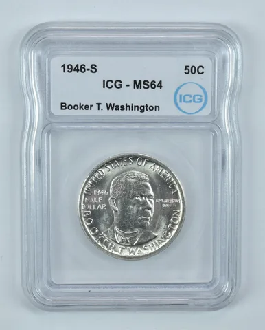 1946-S Booker T Washington Commemorative Half Dollar MS64 ICG
