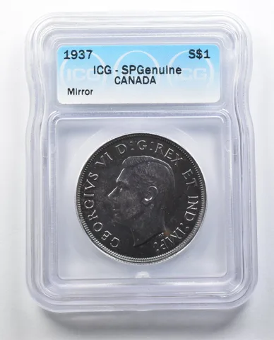 SP Genuine 1937 Canada Silver Dollar Mirror ICG Specimen Proof a2157