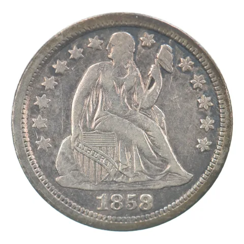 1858 Seated Liberty Dime Beautiful Tone *7553