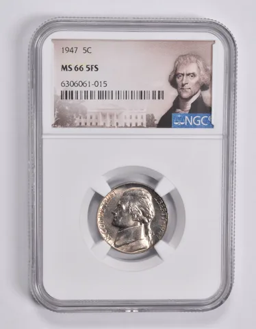 MS66 5 FS 1947 Jefferson Nickel NGC *3571