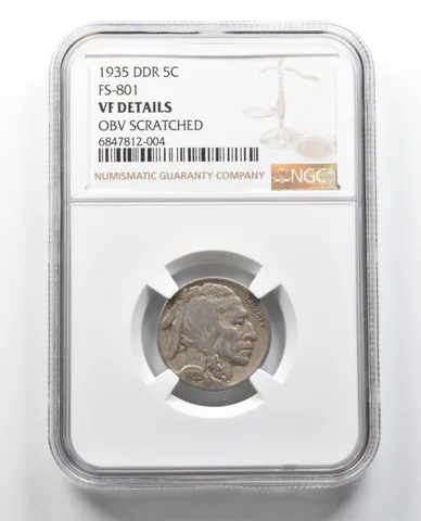 VF Details 1935 DDR FS-801 Indian Head Buffalo Nickel Obv Scratched NGC *2408