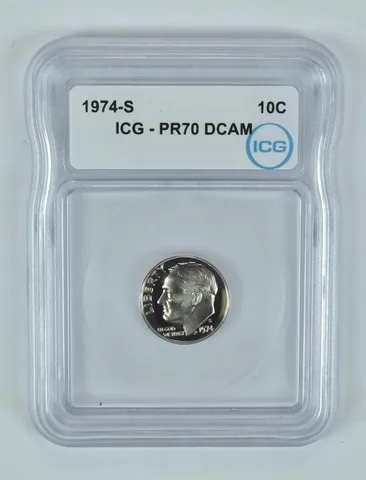 1974-S Roosevelt Dime PR70 DCAM ICG